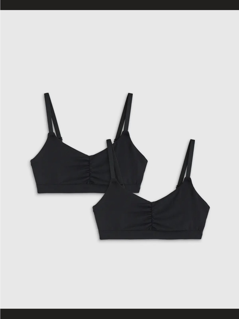 NWOT Quince Women’s M Micromodal Ruched Bralette 2 Pack Black